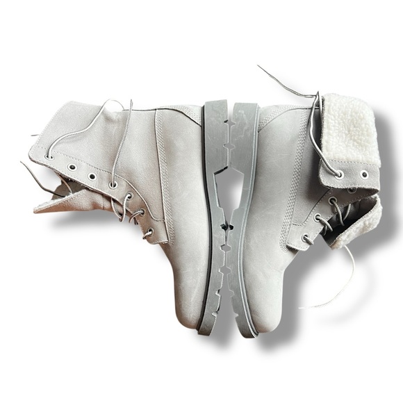 Timberland Women's Gray Linden Woods Waterproof Fold Down Teddy Fleece Boots 6.5 - Picture 4 of 12